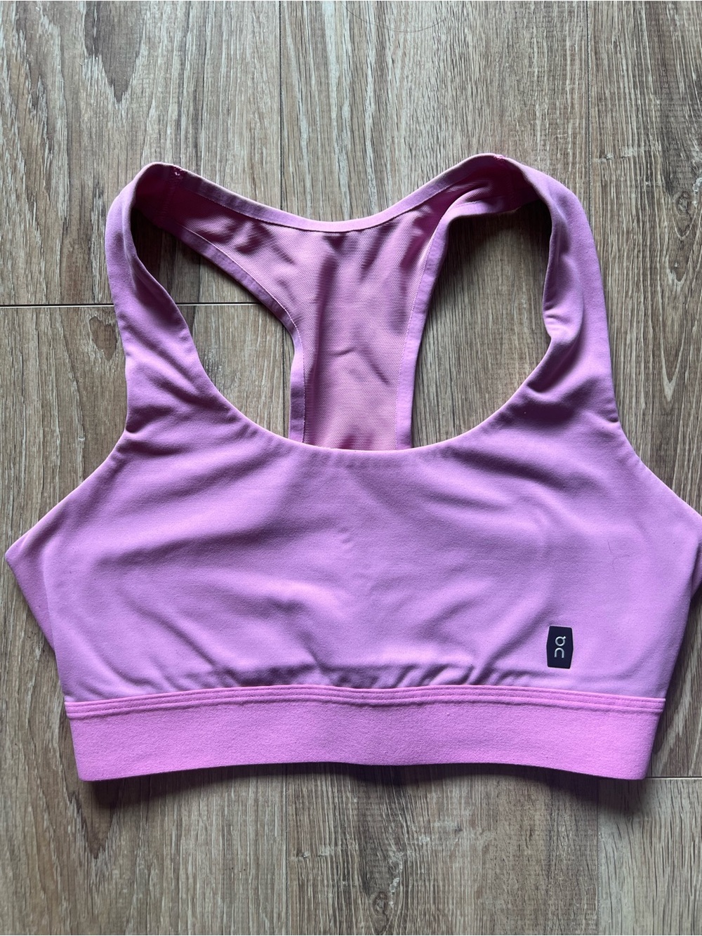 On Running Pink Racerback Sports Bra with Elastic Band
